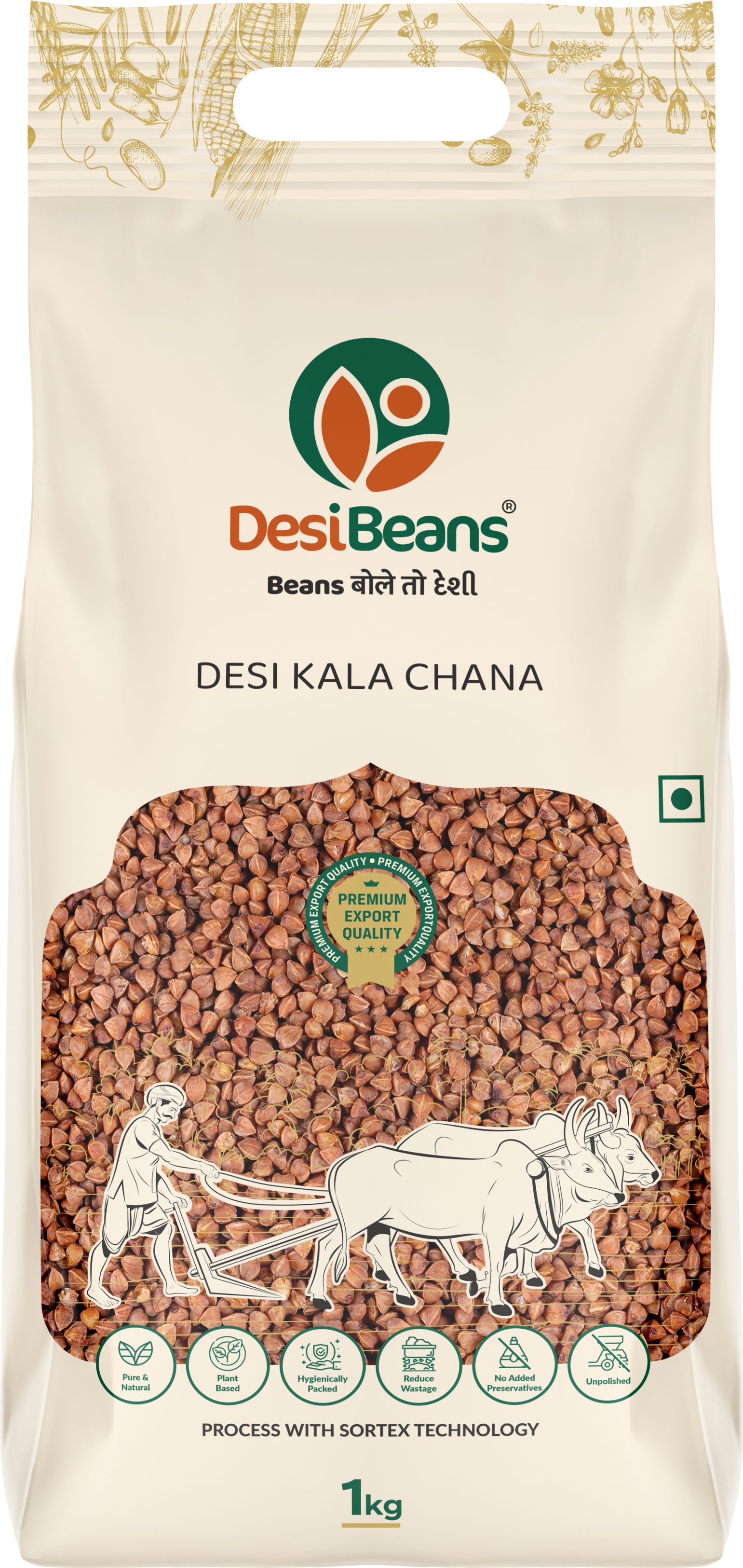 DesiBeans Kala Chana, Black Chickpeas, 1 kg, Natural And Pesticide-free, High Protein And Fiber-rich Pulses For Curries, Snacks, And Salads, Freshly Packed For Maximum Freshness.