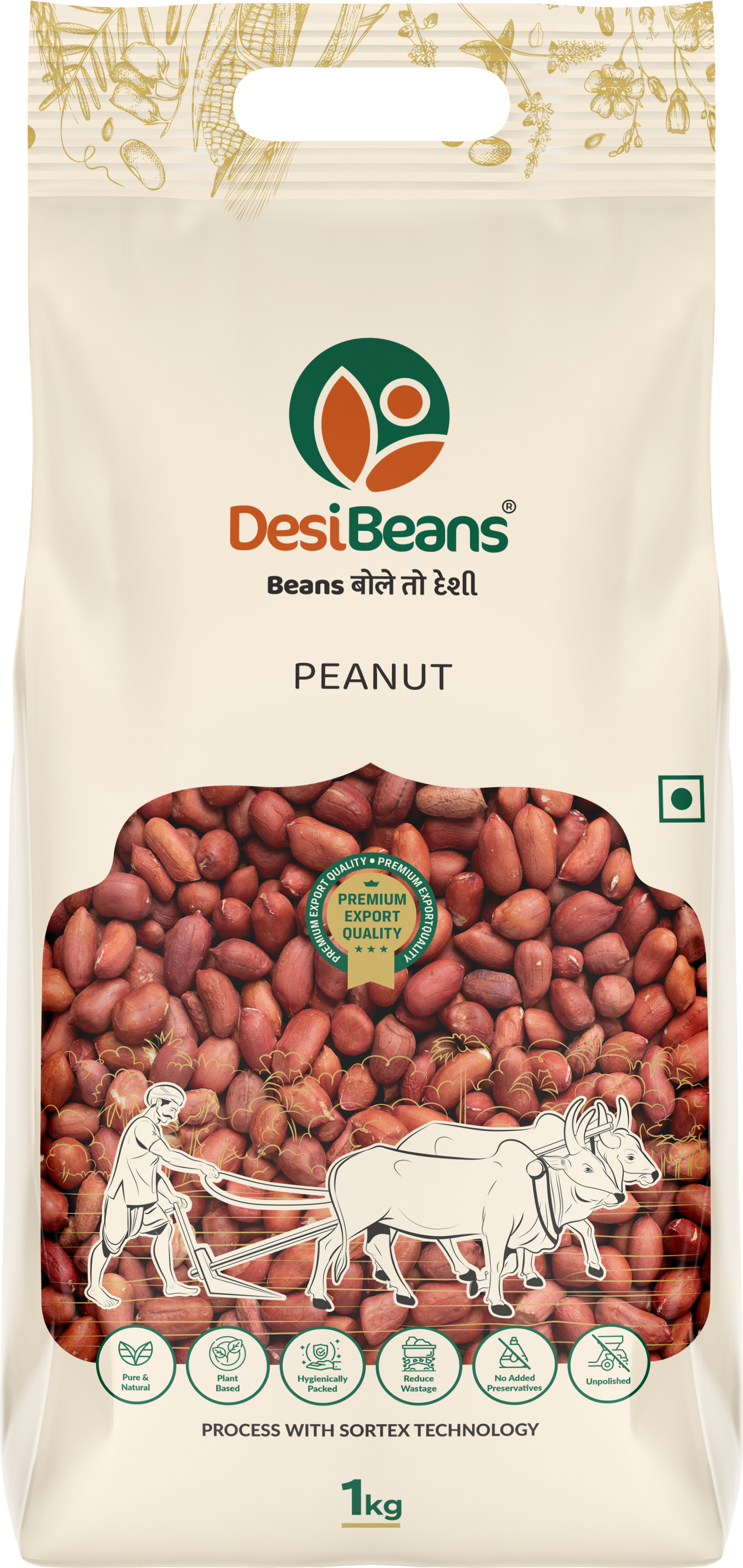 DesiBeans Peanut, 1 Kg - Moongfali | Unpolished | Rich In Protien & Fiber | Natural | High in Fiber | No Add Preservatives | Groundnut | Ready To Eat/Prepare